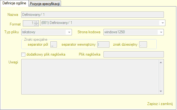 Dekretacja: struktura pliku emisji - definiowany (definicje ogólne)