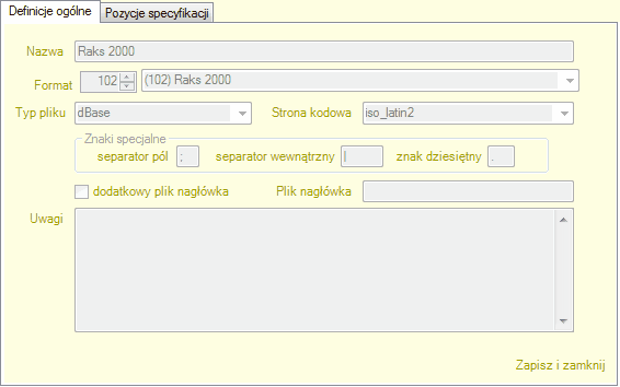 Dekretacja: struktura pliku emisji - Raks 2000 (definicje ogólne)