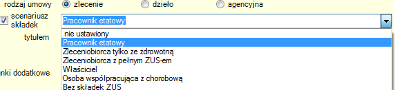 lista generacyjna - rodzaj umowy