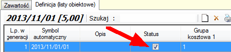 Lista generacyjna - status