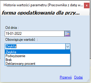 parametr formy opodatkowania zleceniobiorcy