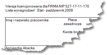 Gdy parametr włączony - opis listy w nagłówku wydruku. 